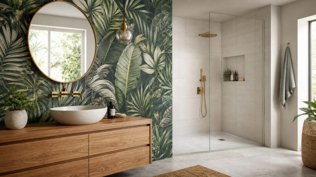 papier peint salle de bain
