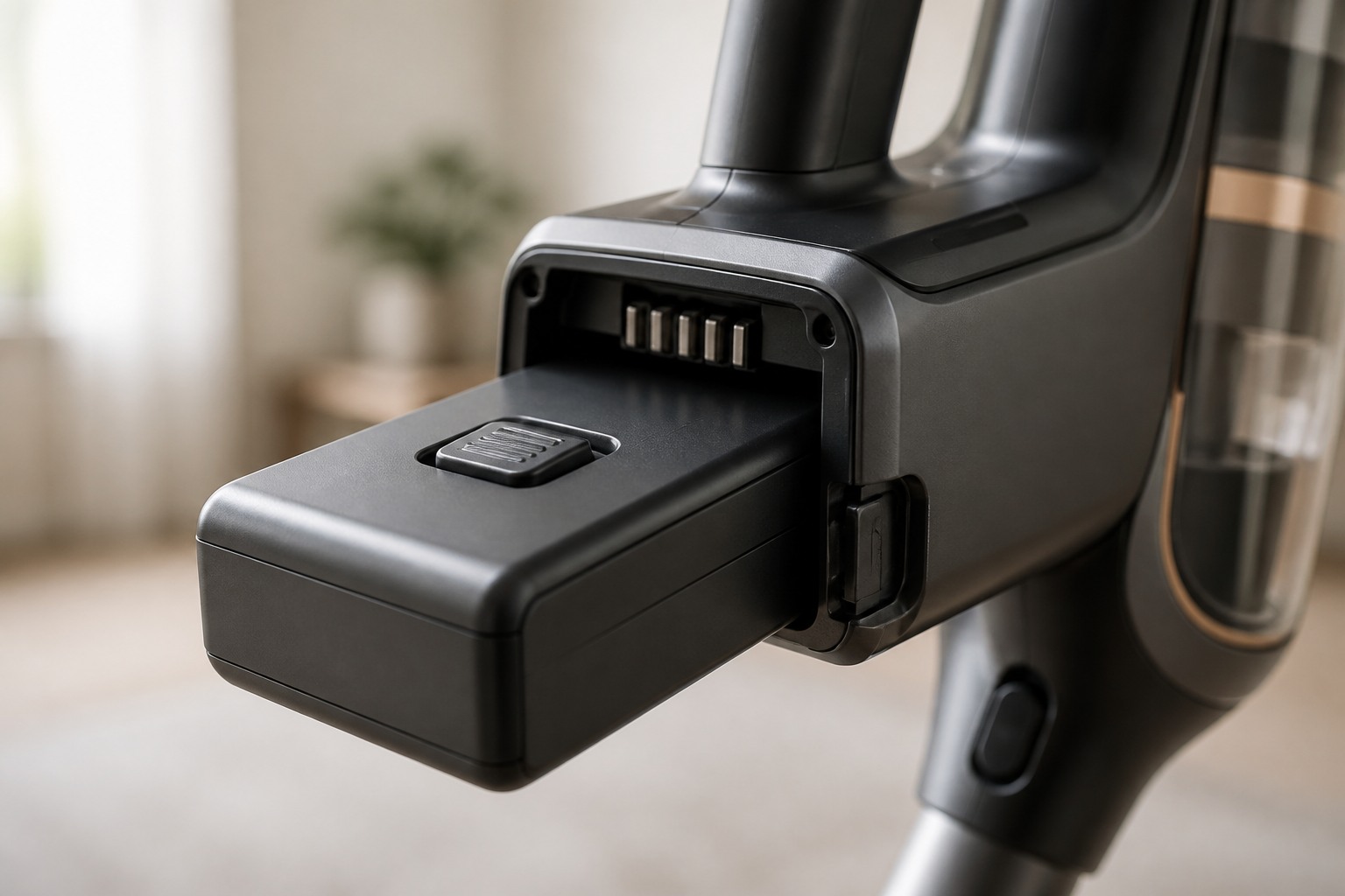 Comment choisir un aspirateur balai : les critères qui comptent vraiment Batterie amovible d'un aspirateur balai que l'on retire
