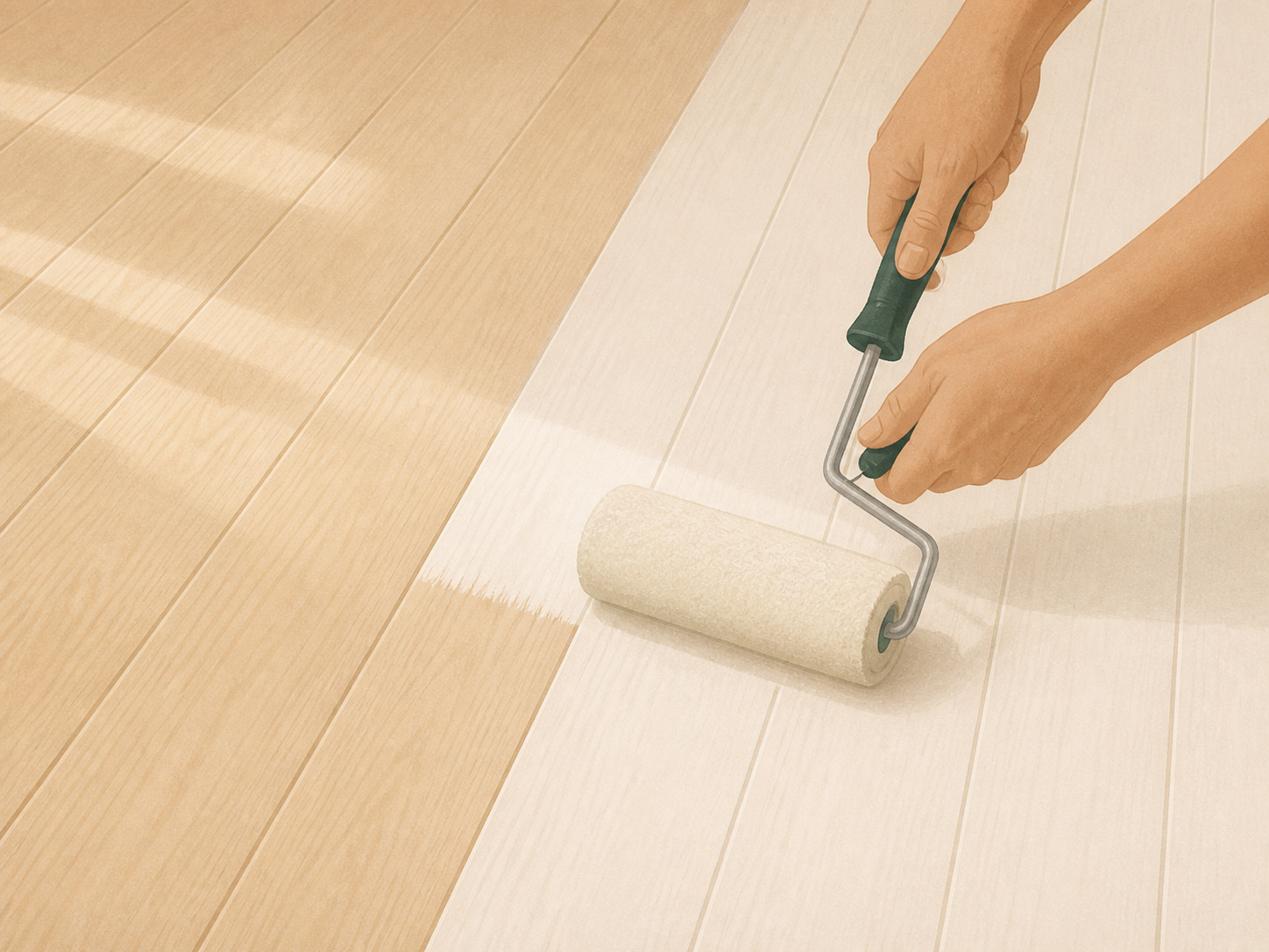 Passer la deuxième couche pour un parquet peint uniforme