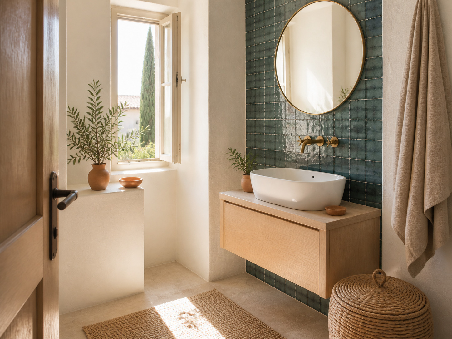 Petite salle de bain mediterraneenne sans fenetre