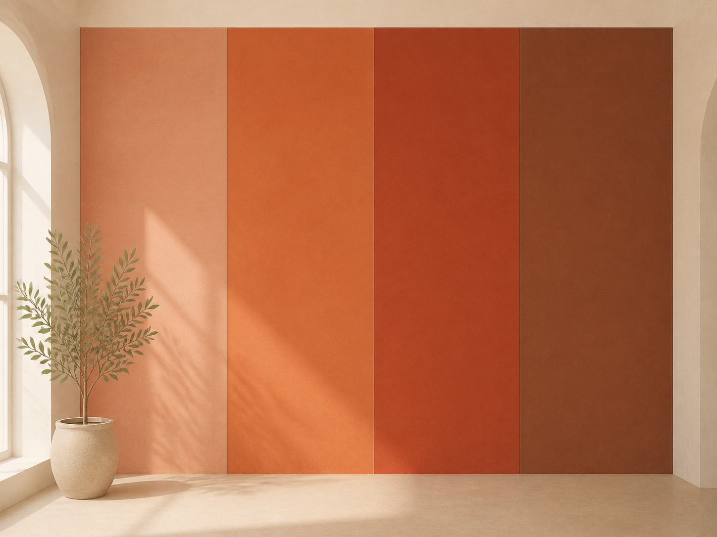 Peinture terracotta : avec quelle couleur l'associer (et où l'oser) Les nuances de peinture terracotta, du rosé clair à l'orangé, au brique et au brun